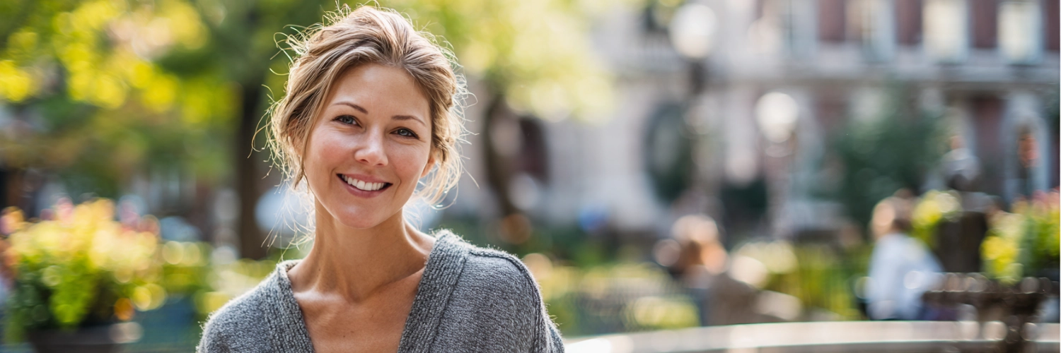 A single mother happily engaging in a fun outing with her child, symbolizing love and new beginnings in Philadelphia.