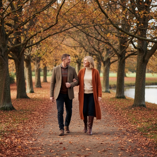 Two adults on a relaxed walk, autistic-neurotypical relationship