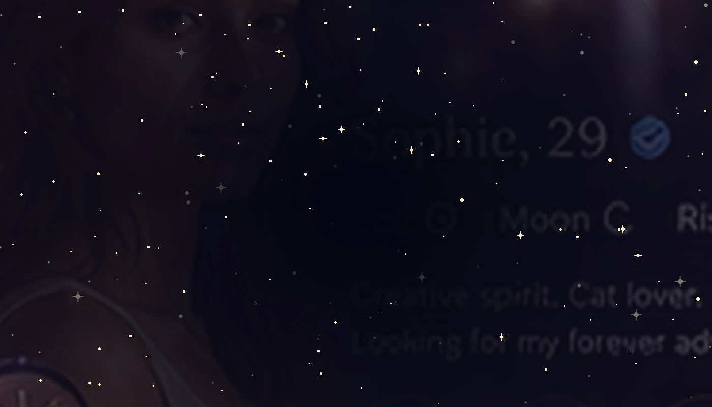 A cinematic romantic astrology dating scene
