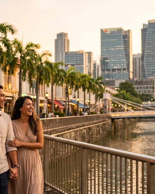 Couple on a date in Holland Village, Singapore — ExpatSingles dating for expats