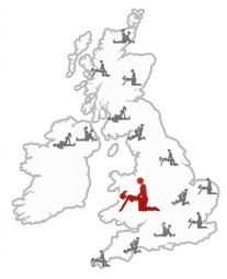 Map of Britain with Birmingham marked
