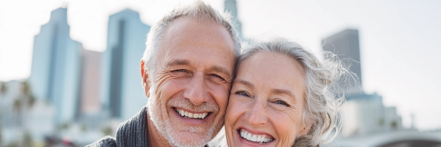 A vibrant sunset over Los Angeles, symbolizing new beginnings and meaningful connections for over-60s in the dating scene.