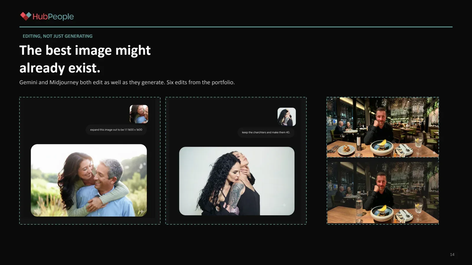 Slide 13: Editing, not just generating: the best image might already exist