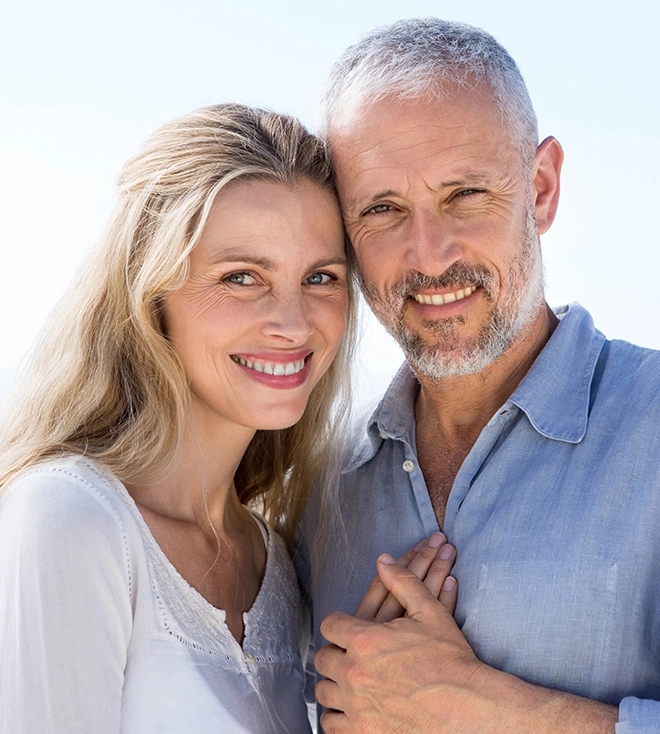 Active mature couple hiking
