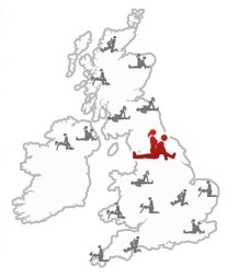 Map of Britain with Bradford marked