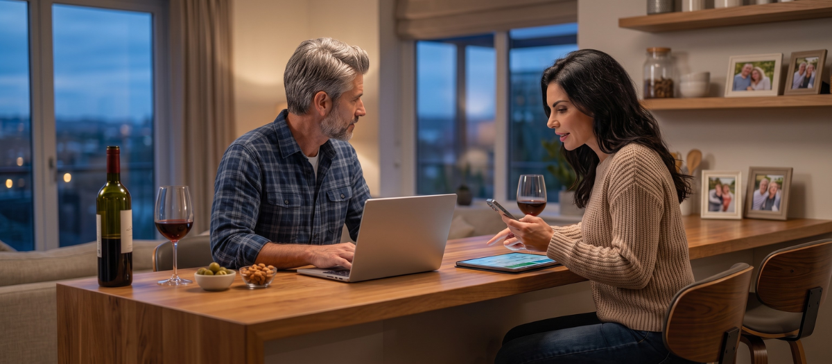 Couple browsing a verified lifestyle community as an alternative to AdultFriendFinder