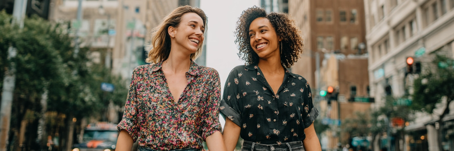 Empowering image for lesbian dating in Houston, showcasing diverse connections and vibrant relationships.