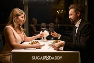 Young woman enjoying a lavish dinner date - Sugardaddy.Singles