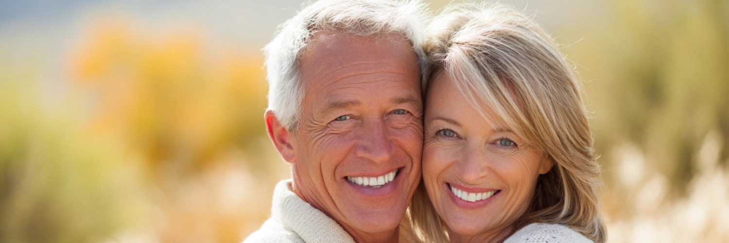 A hopeful couple walking together in a scenic Phoenix park, symbolizing love and new beginnings for widowed individuals.