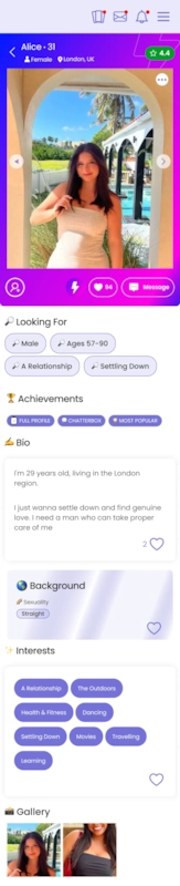 The same profile shown in the Super Matched state.