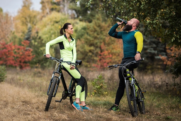 Cyclists riding on a scenic coastal road