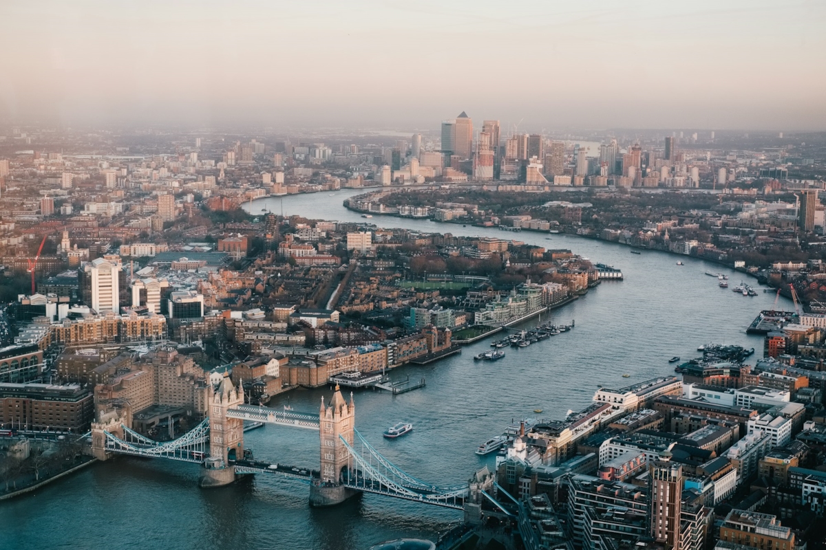 Beautiful London skyline at sunset