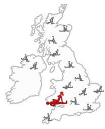 Map of Britain with Cardiff marked