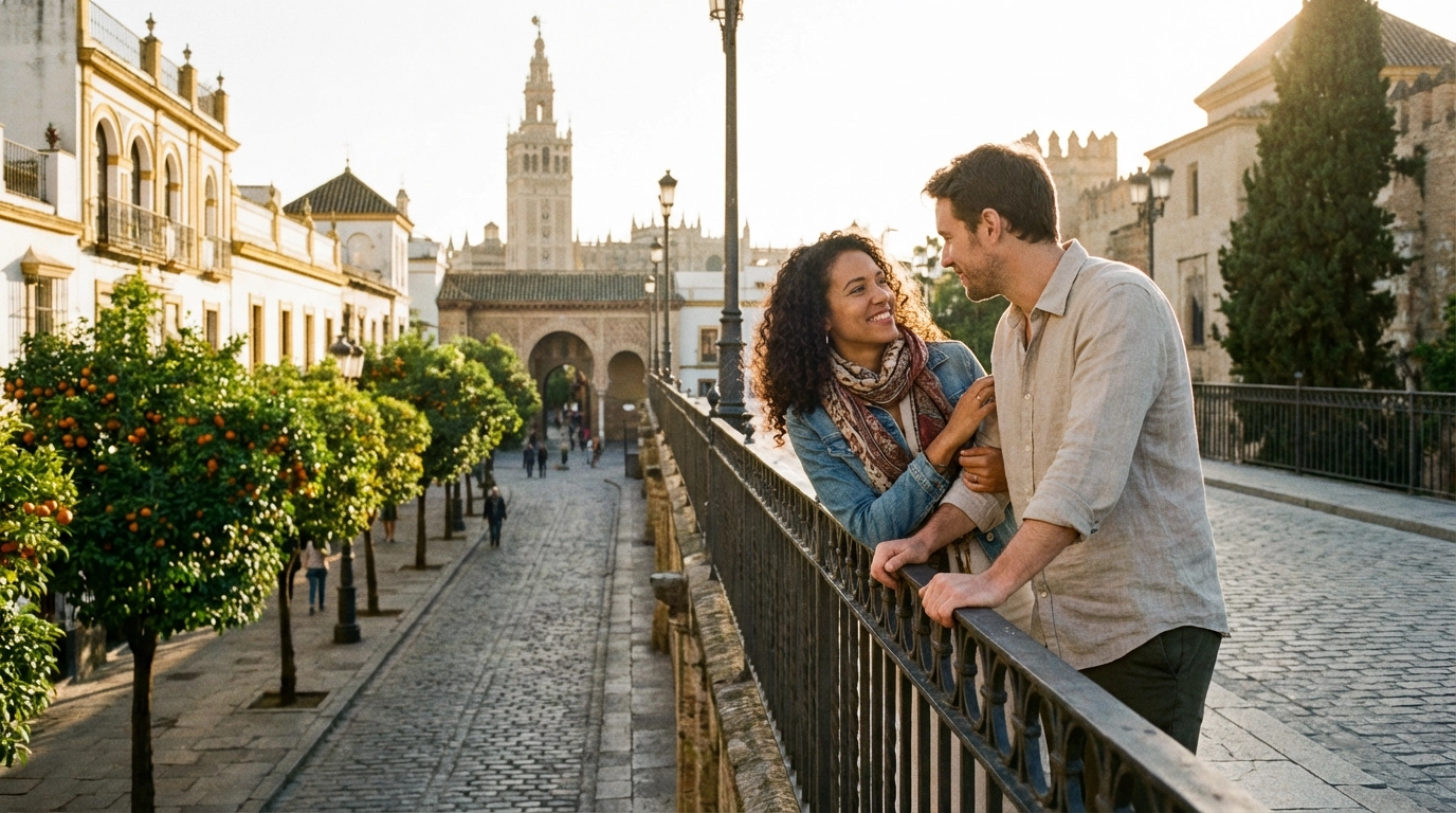 Couple on a date in Seville, Spain — ExpatSingles dating for expats