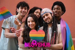 Happy bisexual singles engaging on Bi Love Hub platform.