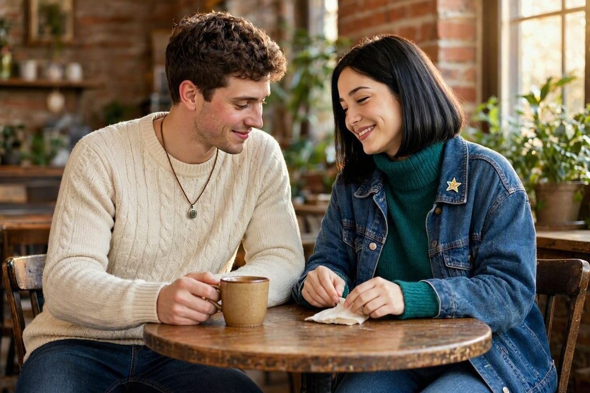Illustrative photo of a couple sharing a quiet moment over coffee in a cafe