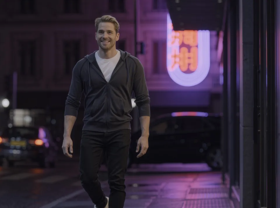 Man walking at night