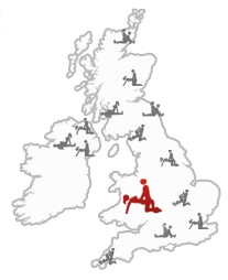 Map of Britain with Dudley marked
