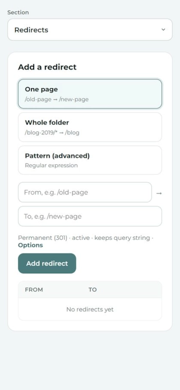 Redirects, on a phone.