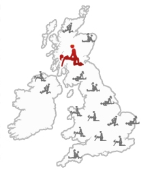 Map of Britain with Glasgow marked