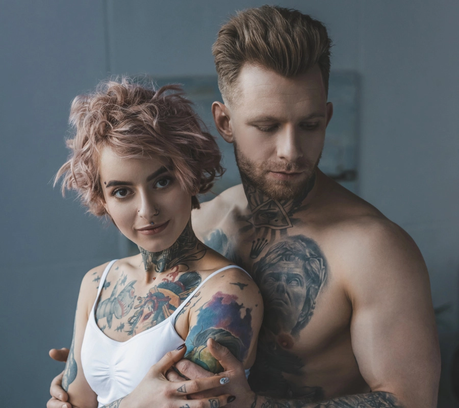 Couple with tattoos in Flint