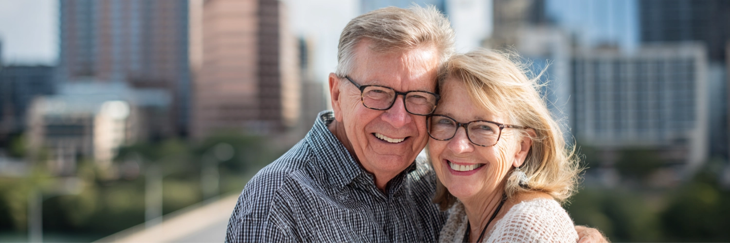 Senior couple enjoying a vibrant date in Austin