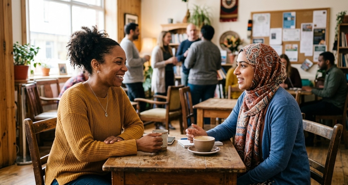People connecting in an inclusive community space