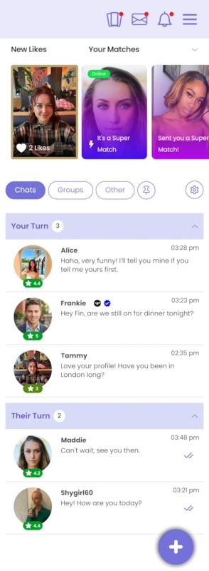 The same inbox for a VIP member, with previews and read receipts visible.