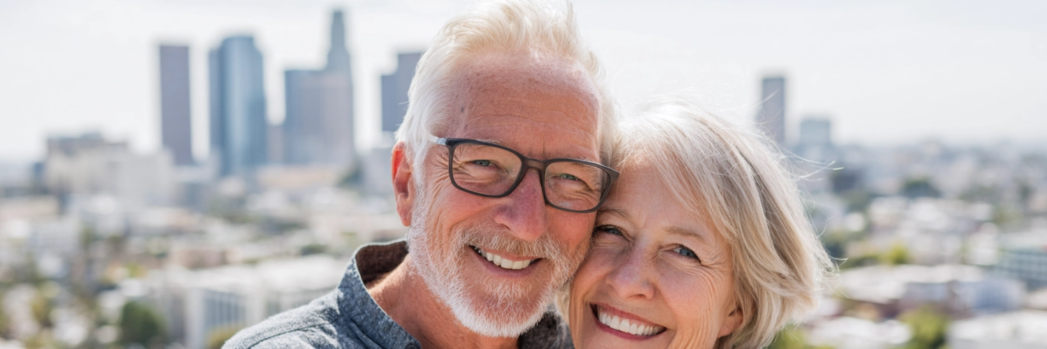 A vibrant scene of mature individuals enjoying time together in Los Angeles, embodying the welcoming and inclusive spirit of dating in the city.