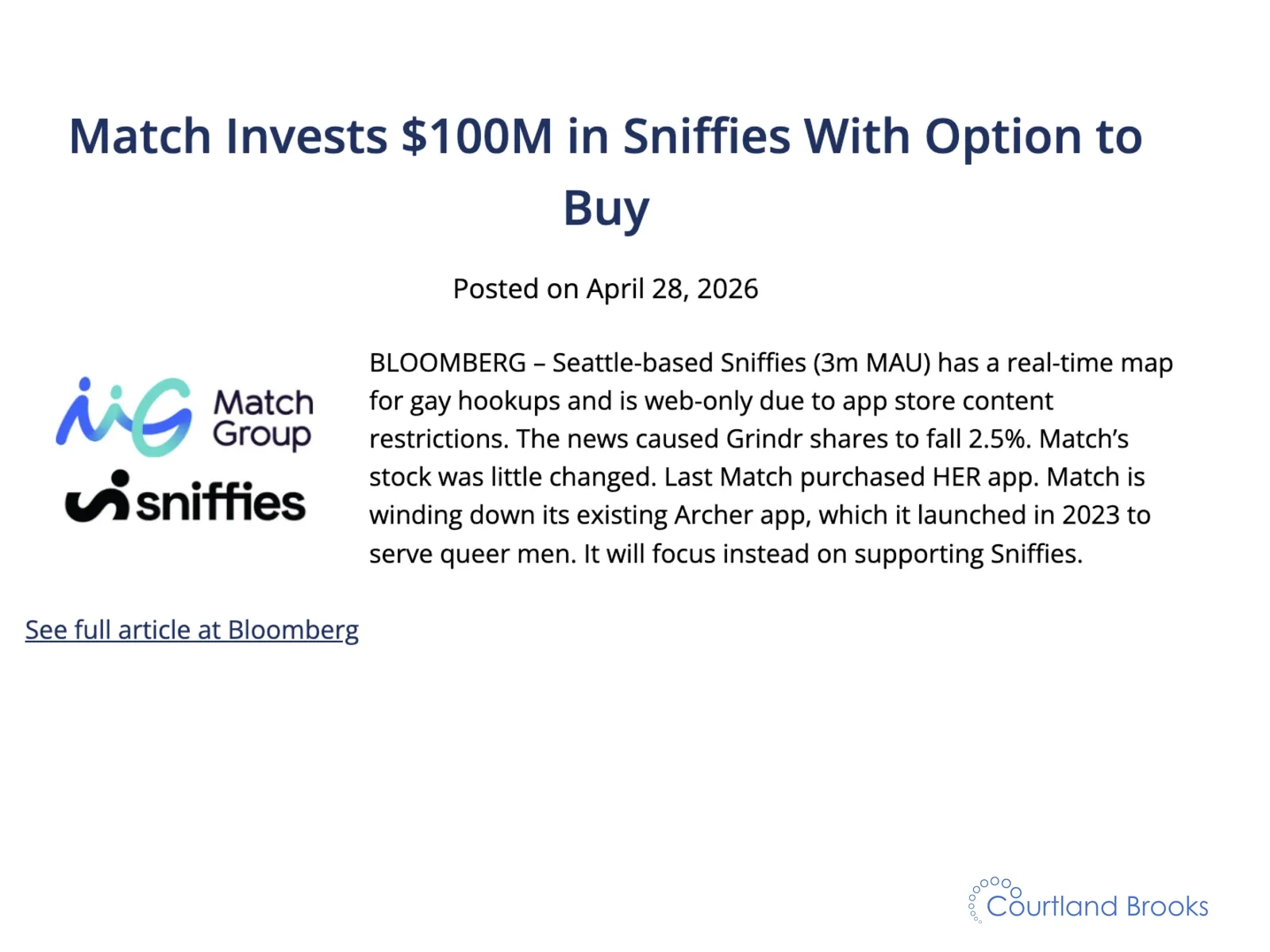 Match invests $100M in Sniffies