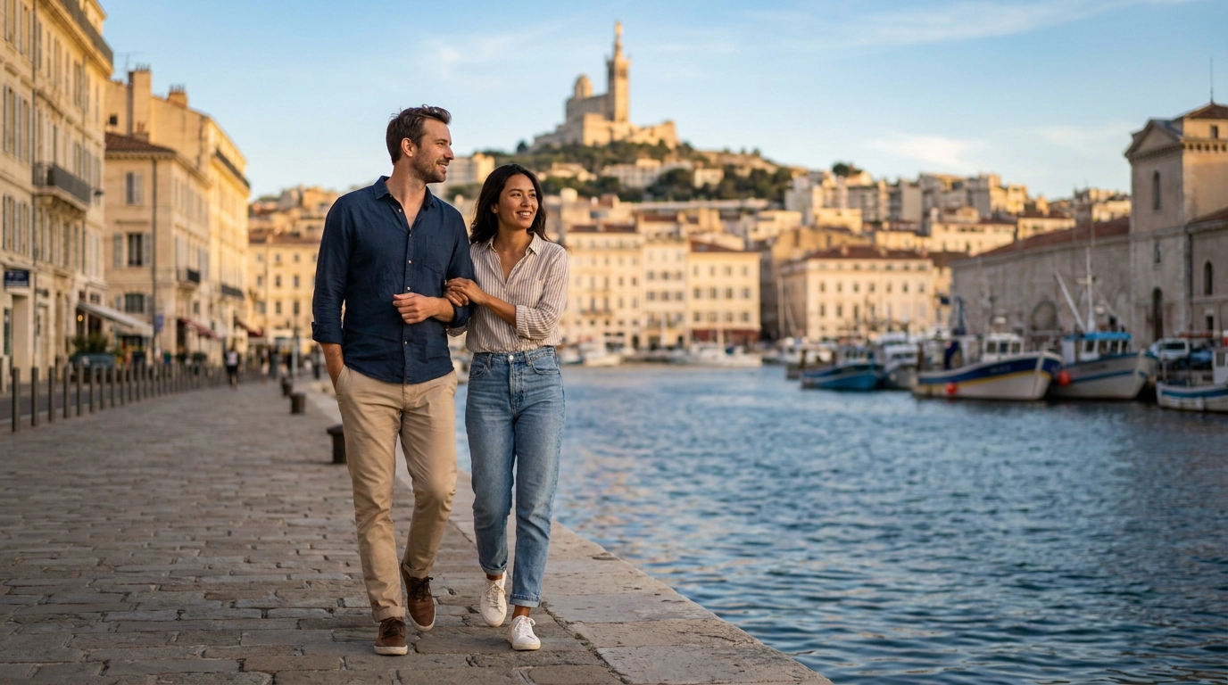 Couple on a date in Marseille, France — ExpatSingles dating for expats