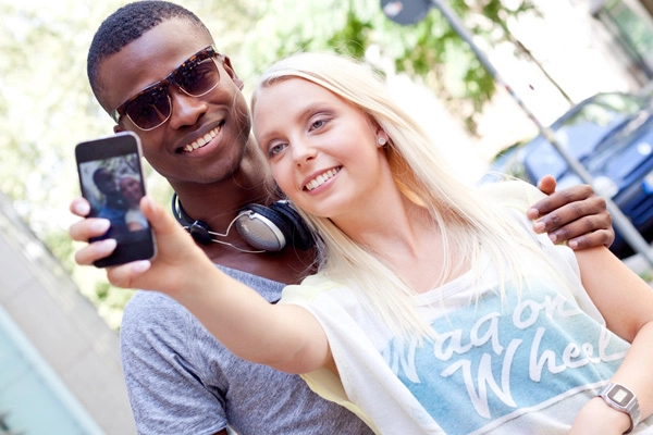Interracial couple on a date