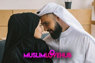 Happy Muslim couple meeting after matching on Muslim Love Hub dating platform.