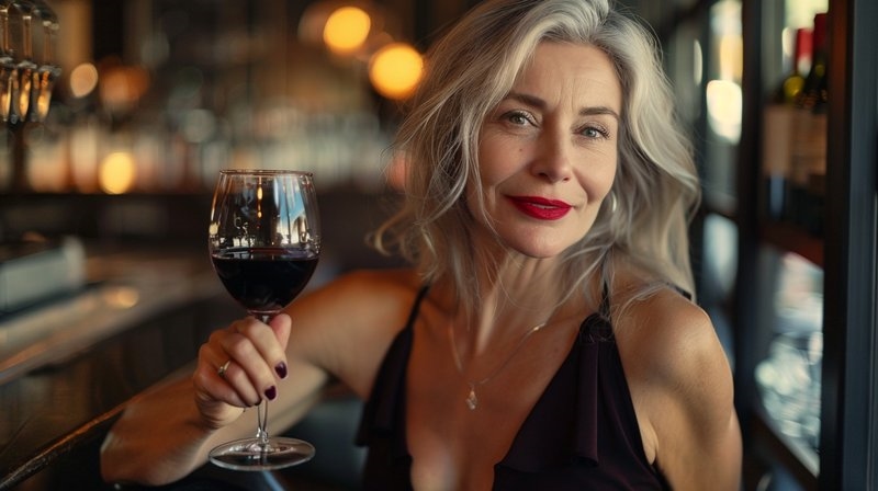 Mujer madura disfrutando la noche