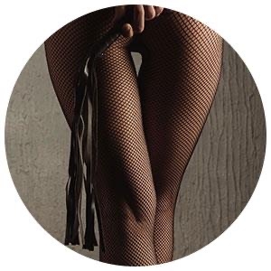 Illustrative close-up fashion image with fishnet stockings