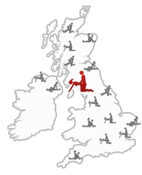 Map of Britain with Warrington marked