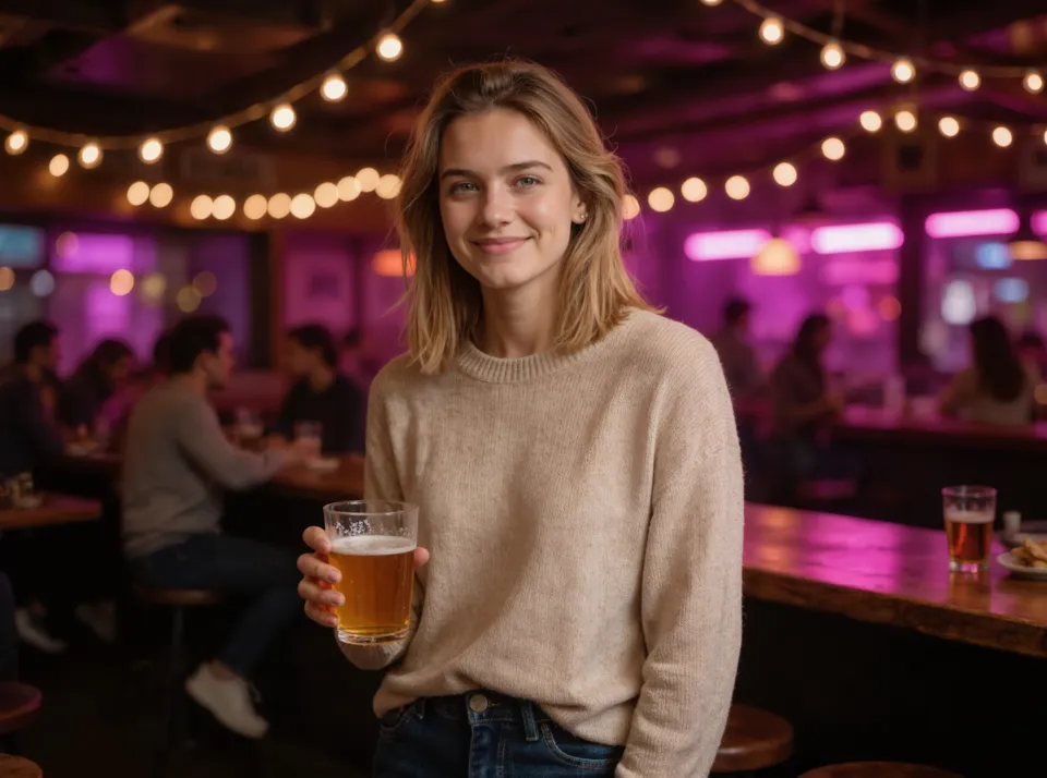 Woman with beer