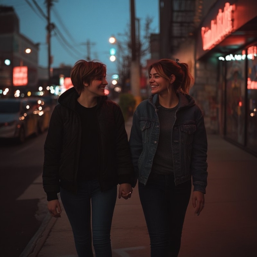 Pareja de mujeres de noche — Lesbiss