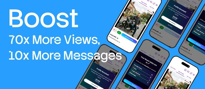Boost consumable graphic: 70x more views, 10x more messages.