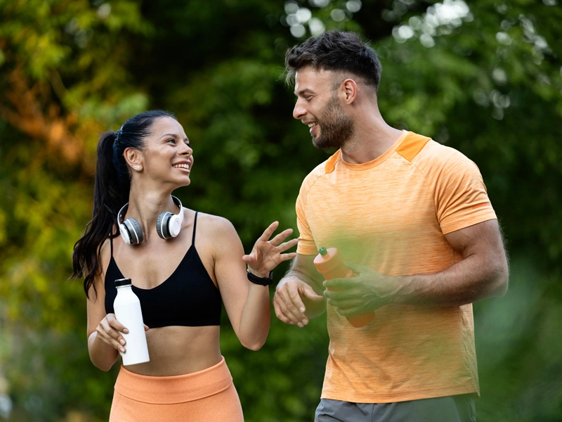 Running Woman And Man