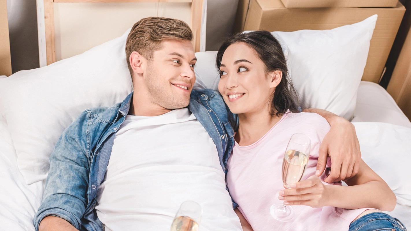 Woman and man about to have sex