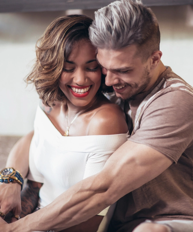 Happy interracial couple