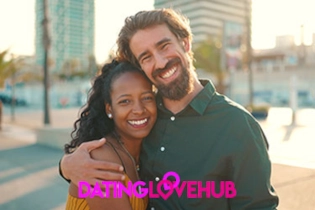 Happy couple meeting in person for the first time through Dating Love Hub.