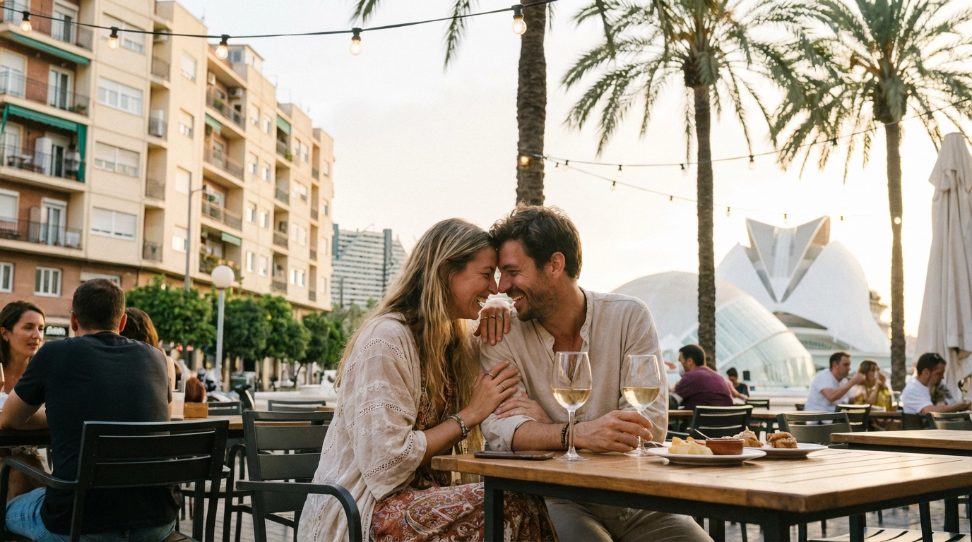 Couple on a date in Valencia, Spain — ExpatSingles dating for expats
