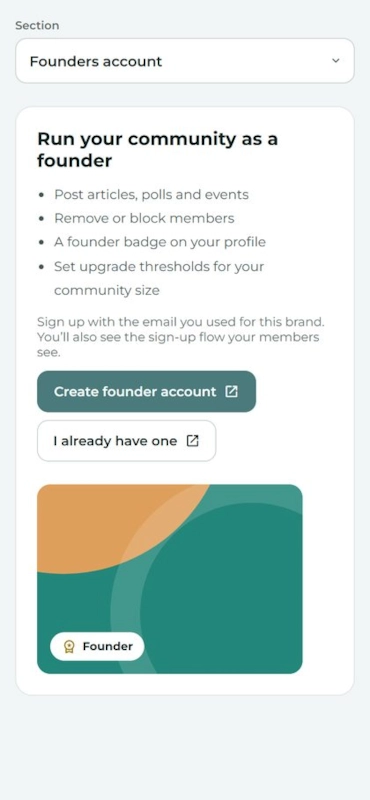 Founders account, on a phone.