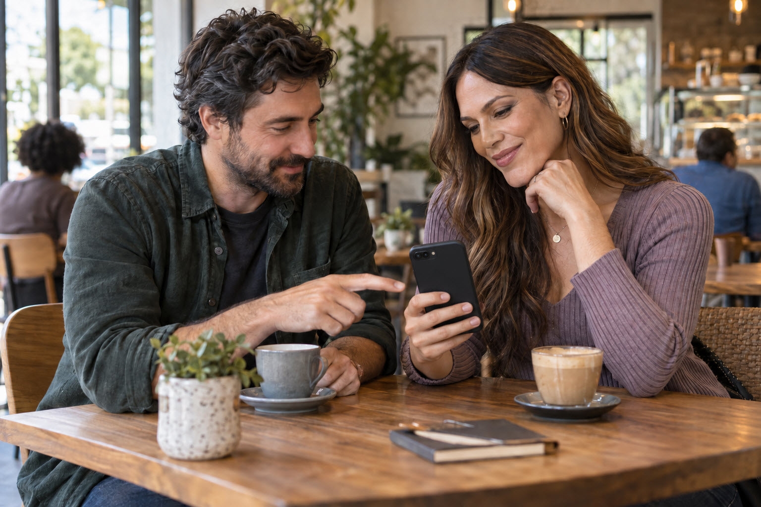 Dos personas construyendo una relación estable