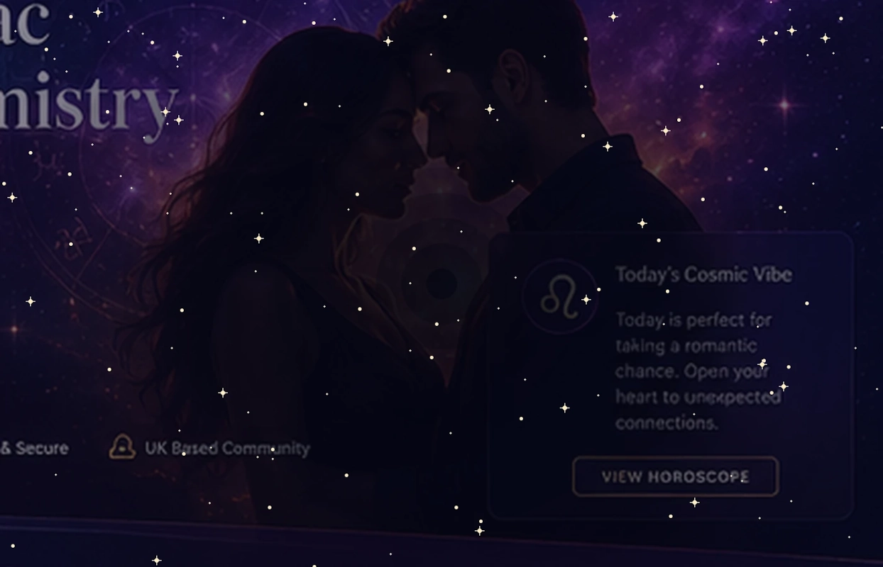 A cinematic romantic astrology dating scene
