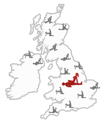 Map of Britain with Nottingham marked