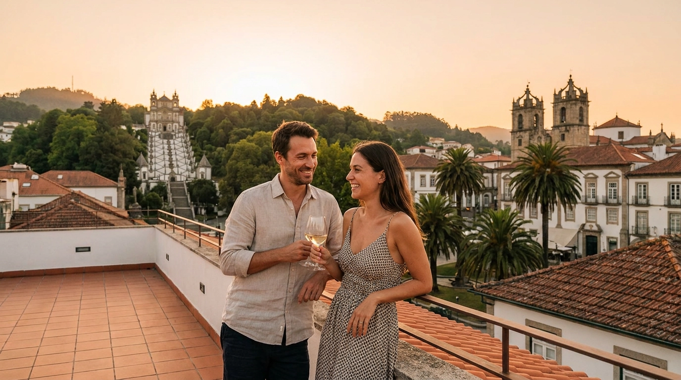 Couple on a date in Braga, Portugal — ExpatSingles dating for expats