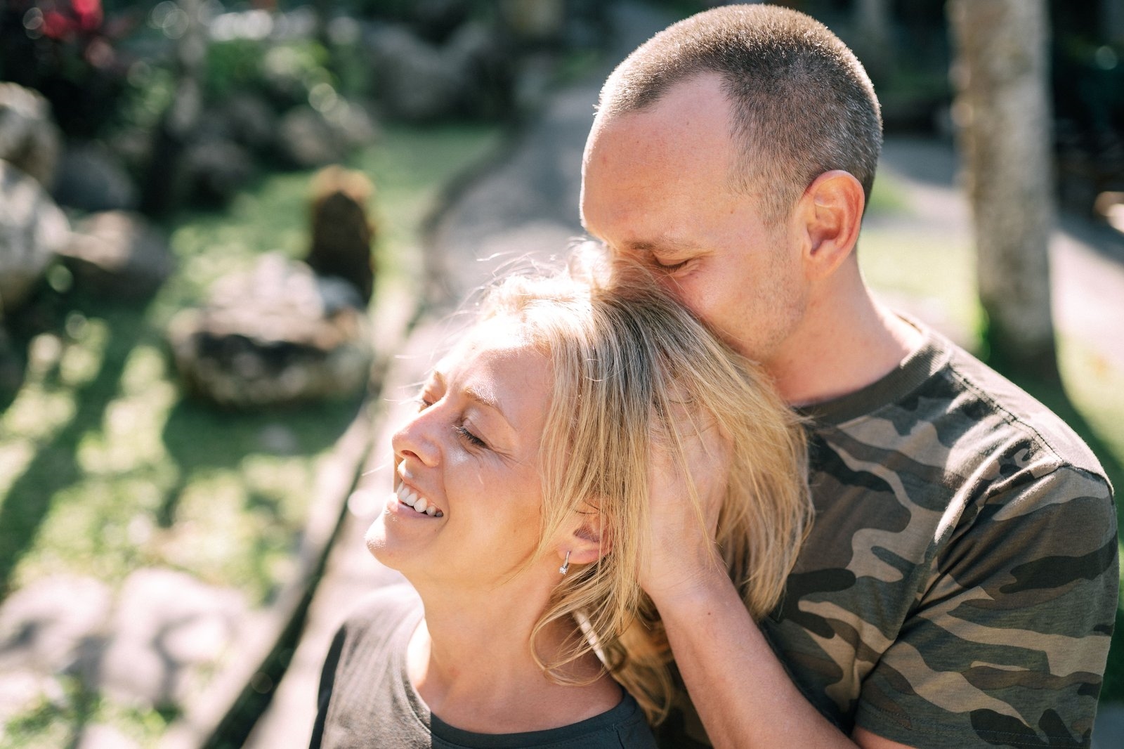 Couple walking in a park
